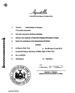 apostille marriage certificate New York.