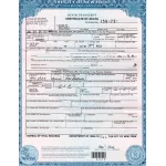 Official Certificate of Death issued in New York City featuring state emblem and registrar details, used for apostille processing