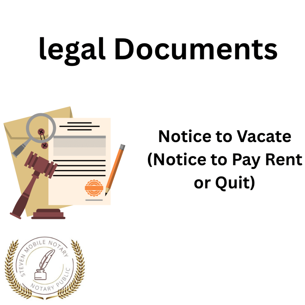 Notice to Vacate (Notice to Pay Rent or Quit) legal document form for notarization and download  legal documents New York Notarize
