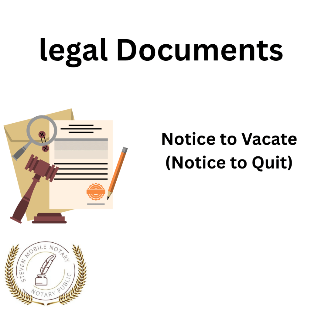 Notice to Vacate (Notice to Quit) legal document form for notarization and download  legal documents New York Notarize