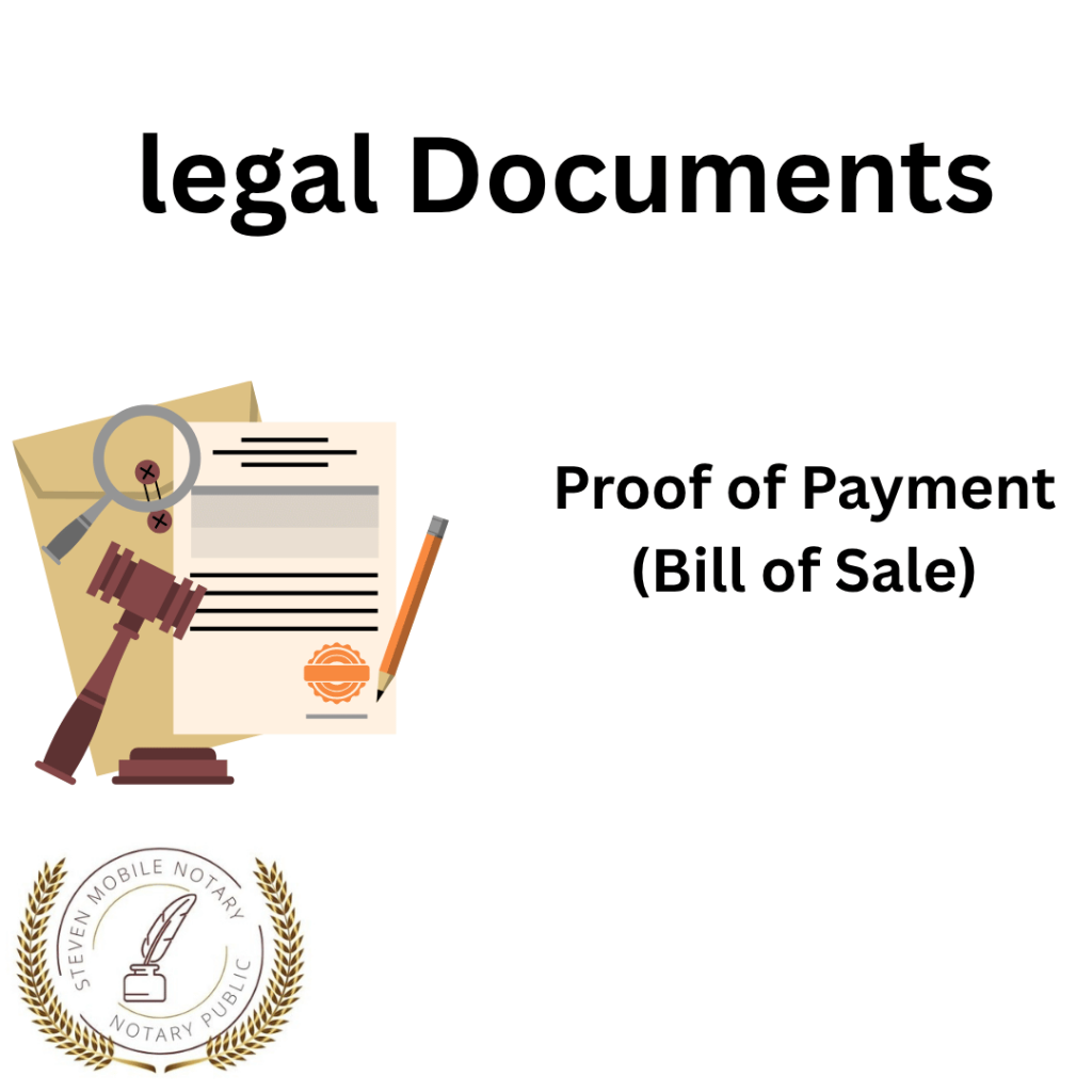 Proof of Payment (Bill of Sale) legal document form for notarization and download legal documents New York Notarize