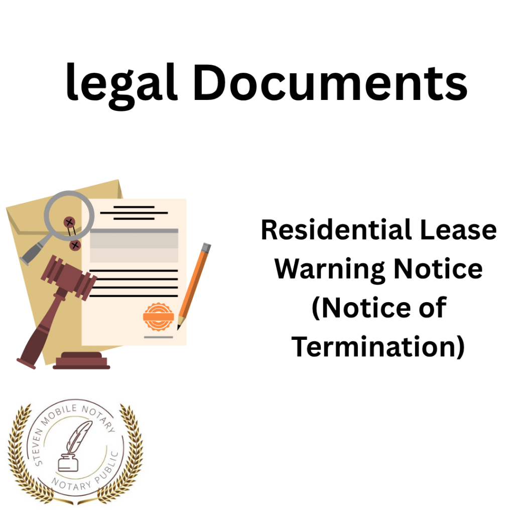 Residential Lease Warning Notice (Notice of Termination) legal document form for notarization and download  legal documents New York Notarize