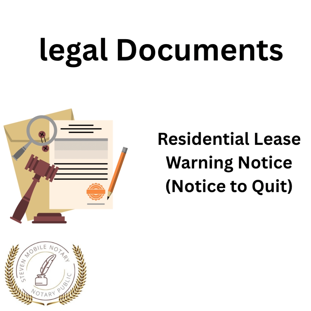 Residential Lease Warning Notice (Notice to Quit) legal document form for notarization and download  legal documents New York Notarize