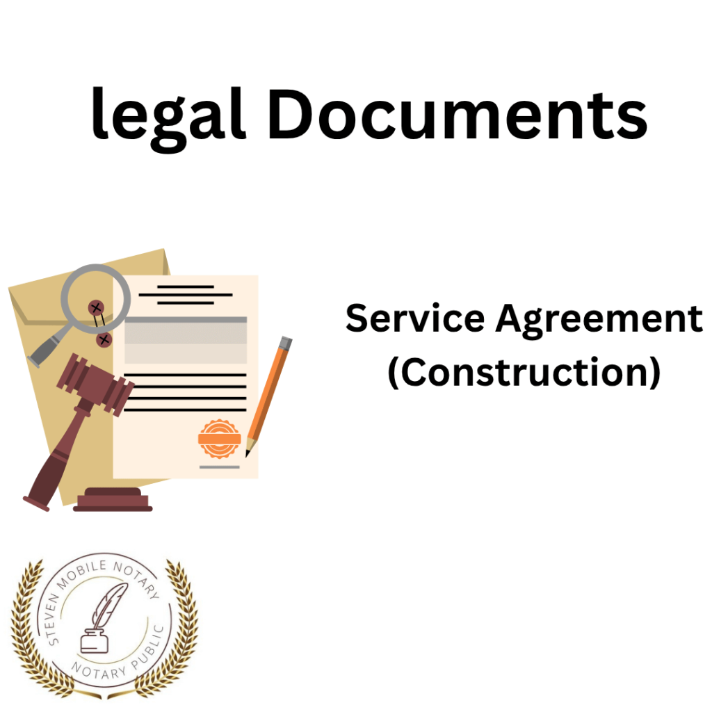 Service Agreement (Construction) legal document form for notarization and download  legal documents New York Notarize