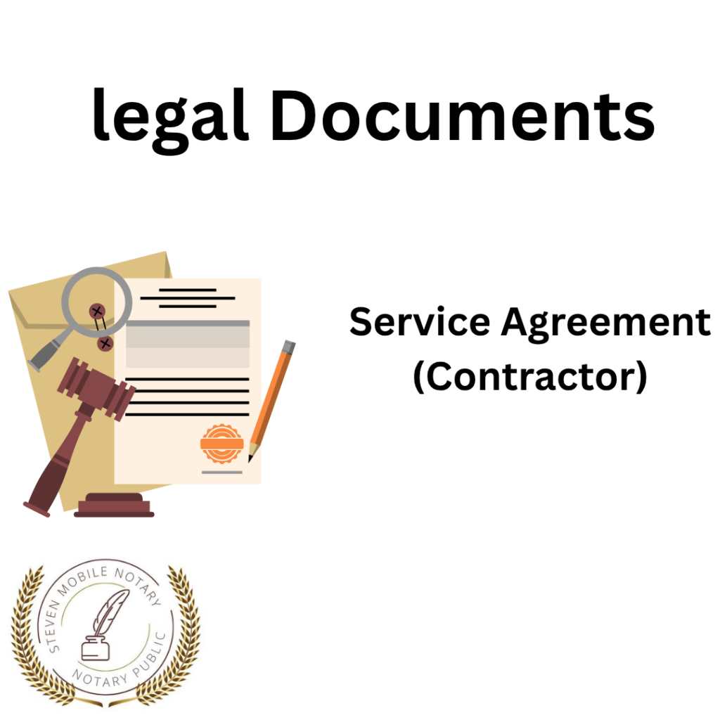 Service Agreement (Contractor) legal document form for notarization and download  legal documents New York Notarize