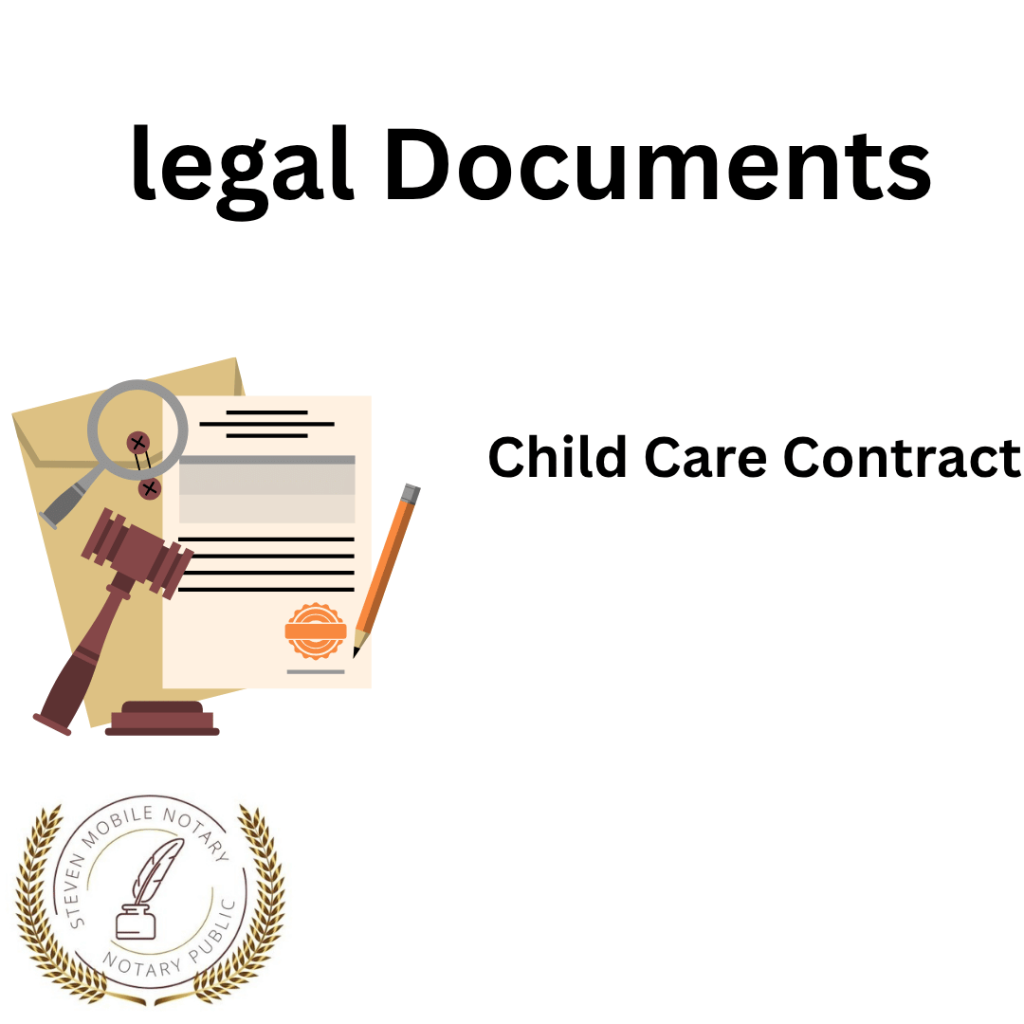 Child Care Contract legal document form for notarization and download  legal documents New York Notarize