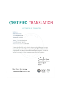 Certified document translation near 