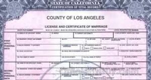 California Marriage certificate