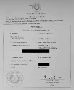 Apostille near me Texas Apostille Cover Sheet
