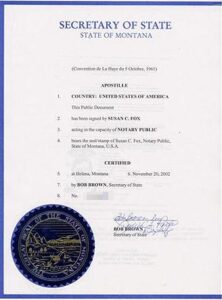 Montana Apostille document Apostille service Montana ,  